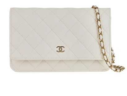 Classic Wallet On Chain, &pound;1,850, Handbags, White, Caviar Leather, Front view